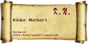 Kódor Norbert névjegykártya